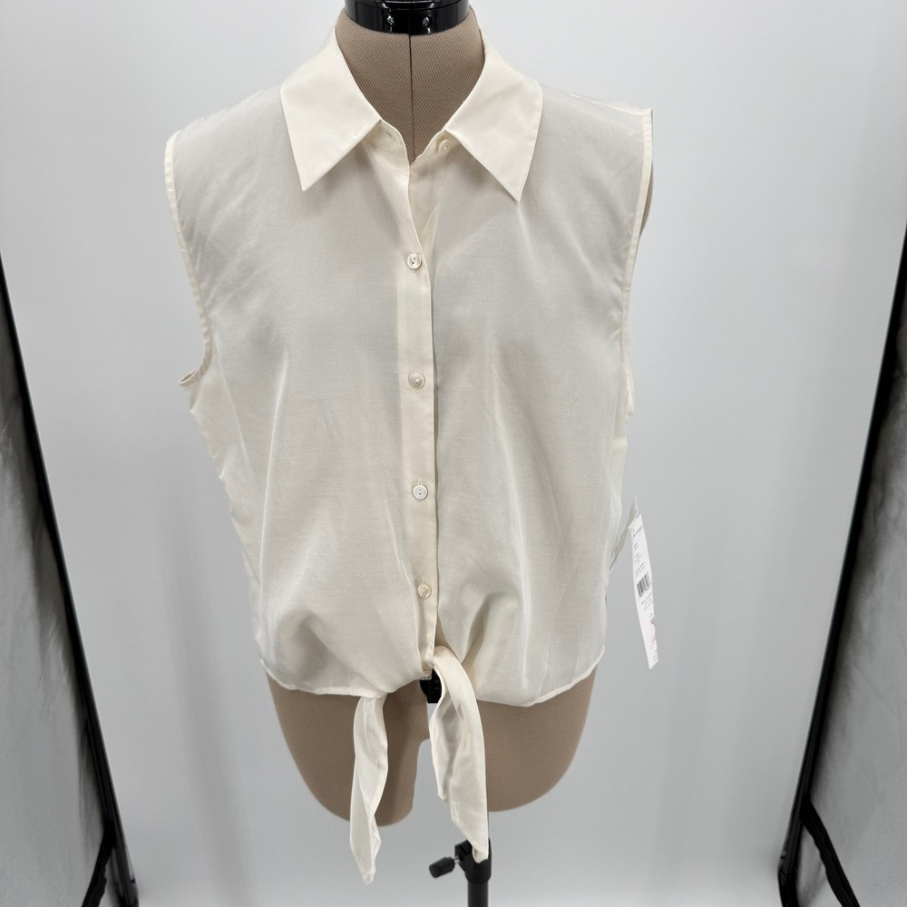 Josephine Chaus Silk Blend Sleeveless Button‎ Front Ivory